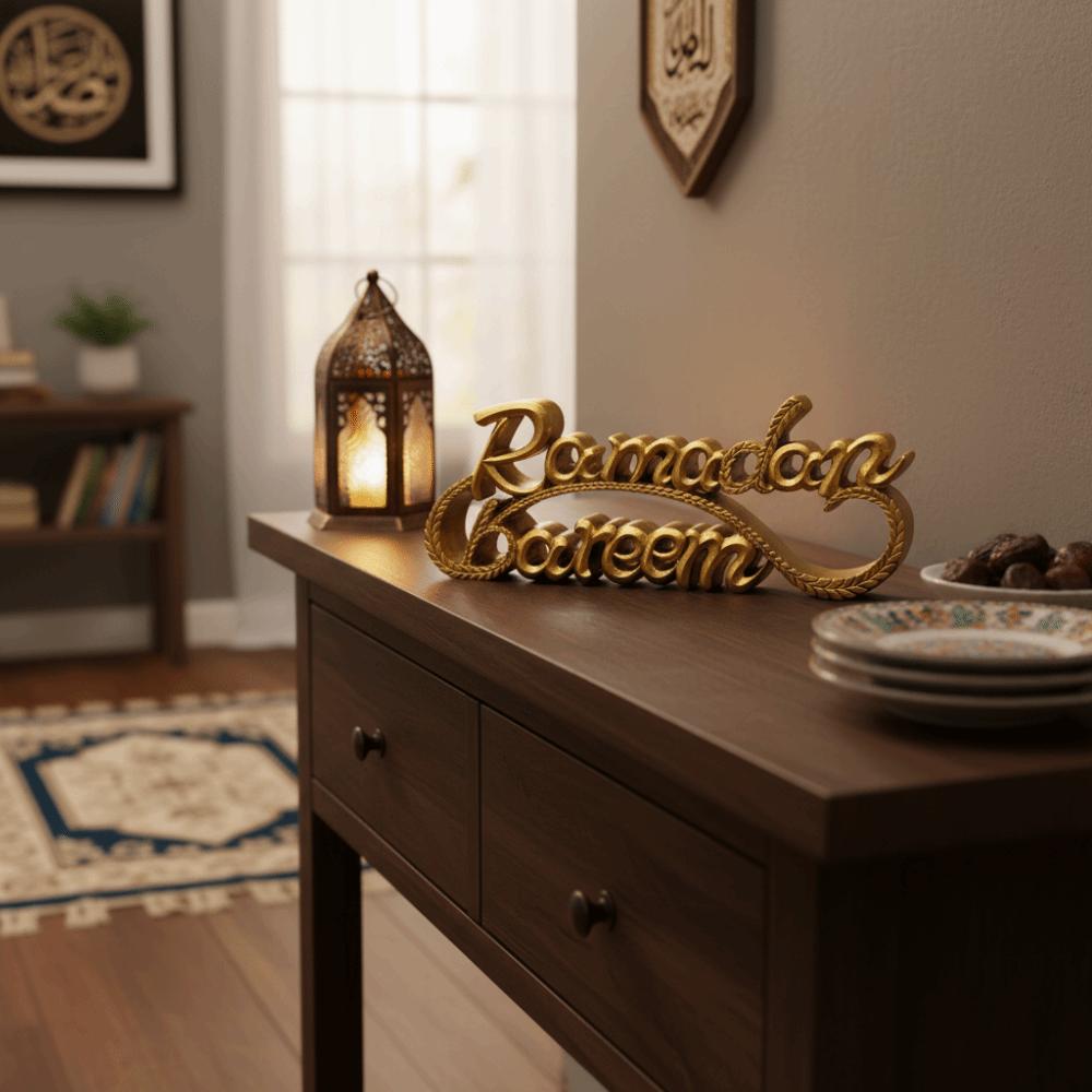 Resin Ramadan Letter Ornaments Gold Ramadan Table Ornament  Party Decorations