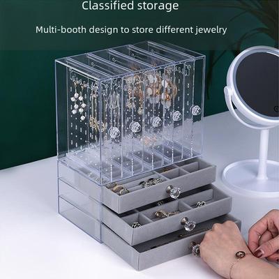 Samt 3-Schicht Acryl Schmuck Organizer Box