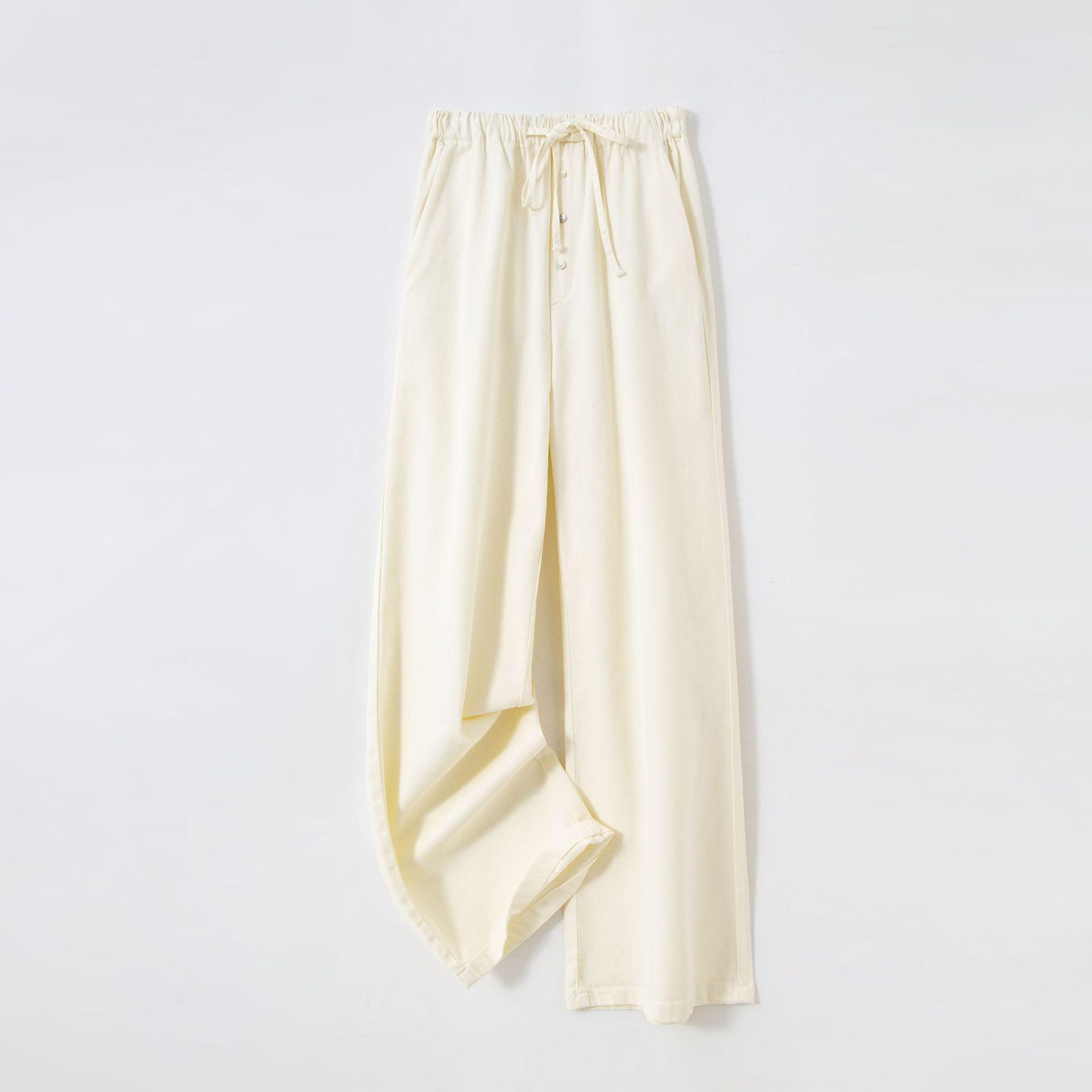 Lyocell Linen Wide-Leg Jeans, Summer 2026: Comfortable, Casual, Drapey, Tie-Up Style. M