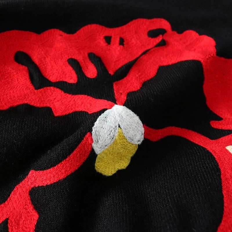 بلوزة نسائية بوهو مطرزة بالزهور باللون الأسود لخريف وشتاء 2019 C-010