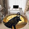 1pc Moon Wolf Office Round Area Rug, Under Office Chairs Bedroom Living Room Home Decor, Room Deco