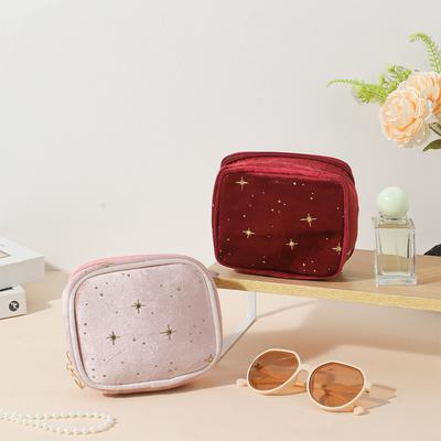 Mini Sac Cosmétique Carré Mignon Femmes Portable Écouteurs Rouge à Lèvres Serviettes Hygiéniques Pochette de Rangement Petits Sacs de Maquillage à Fermeture Éclair