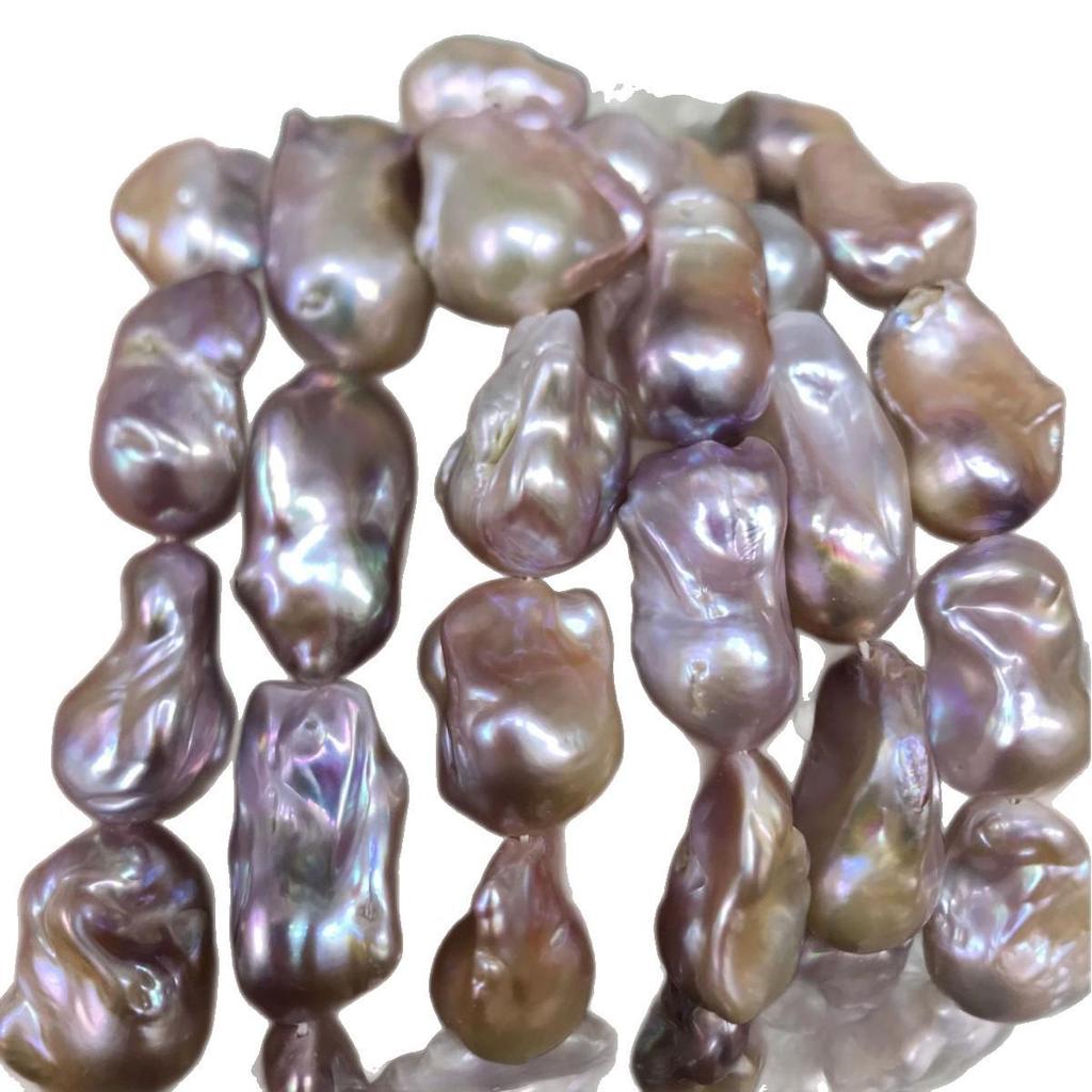 Hochwertige Barocke Unregelmäßige Süßwasserperle & Zerkleinerte Silber Rekonstituierte Perle, Halbfertig