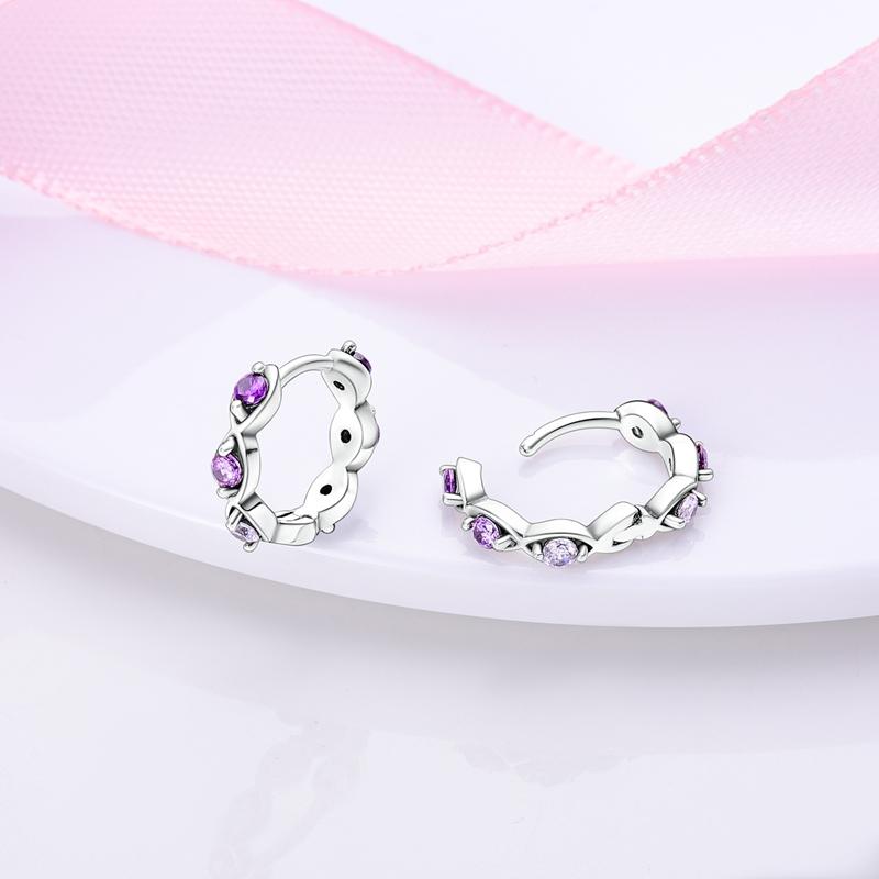 New 925 Silver Earrings Crystal Me Pave Circular U-shape Stars Hoop Earring For Women Making Jewelry Gift