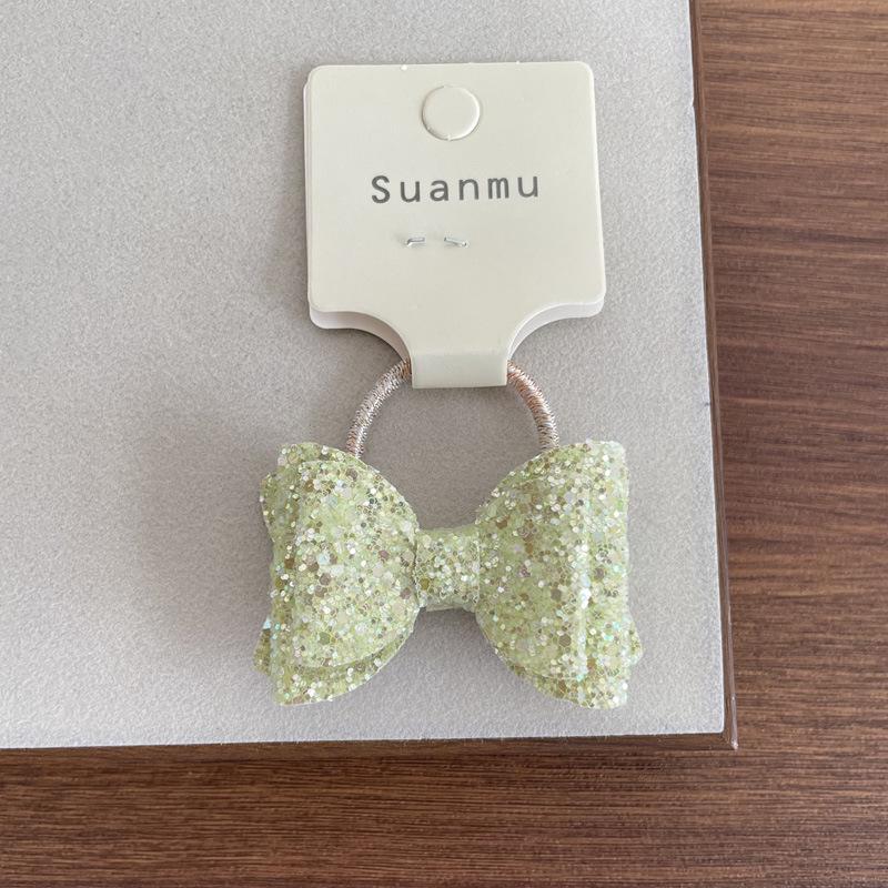 High-End Korean Sequin Bow Hair Ties for Girls - Sparkly Cute Baby Ponytail Holders