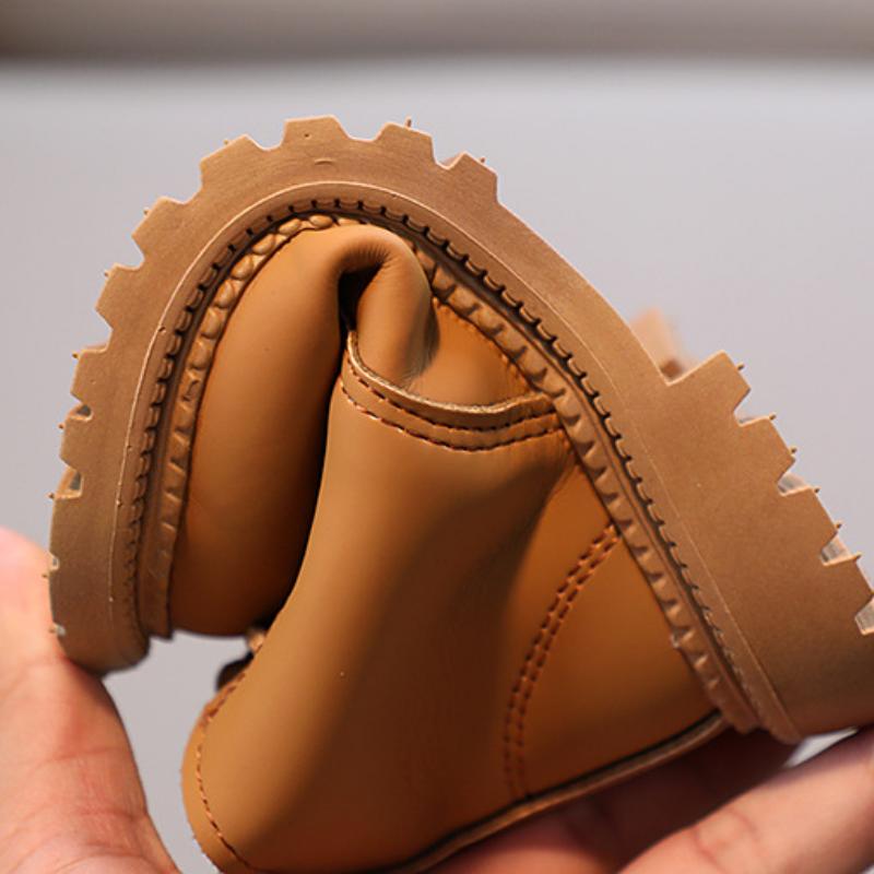 Детские осенне-зимние британские однотонные простые короткие ботинки для мальчиков — фото 13