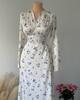 2025 Spring High-End French V-Neck Satin Print Swing Dress