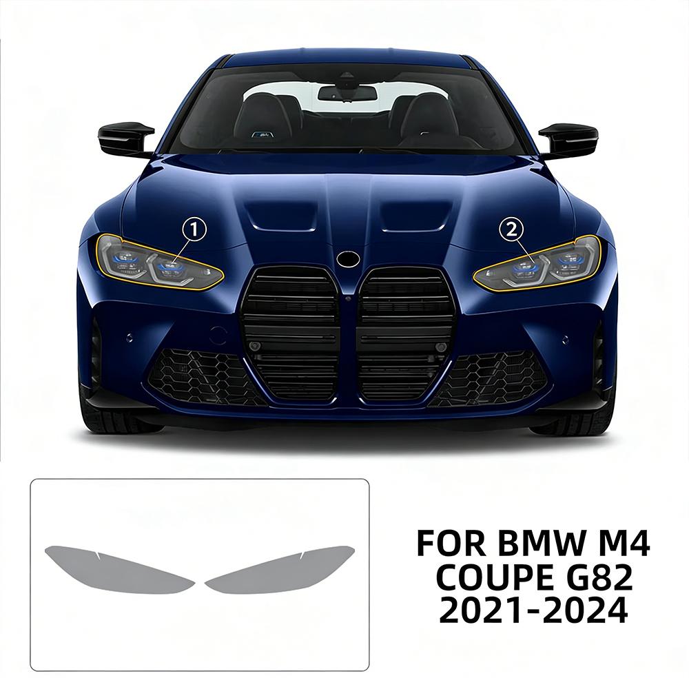 TPU Car Headlight Protective Film For BMW M4 G82 Coupe 2021 2022-2024 Transport & Smoke Anti-Scratch Auto External Accessories. Smoked black headlig