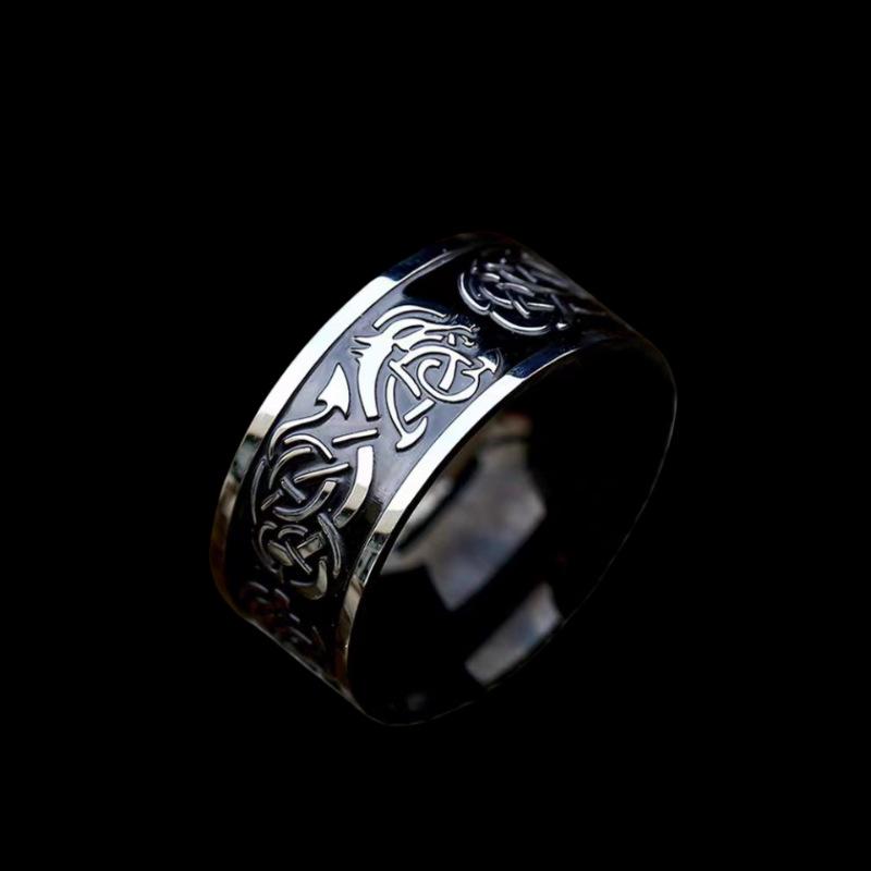 Nordic Retro Viking Men's Titanium Steel Ring - Stylish European Fashion Accessory