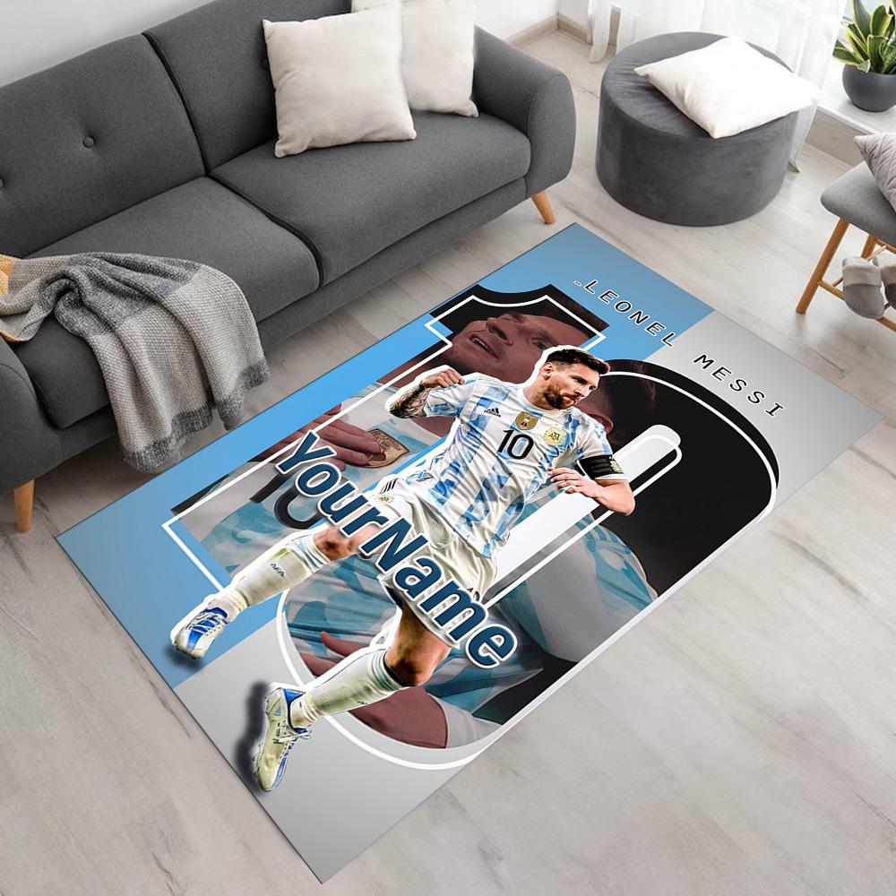 Messi Personalized Name Carpet Design for Dormitory Dining Room Entryway Game Room Anti-slip Rug Decorate Offices