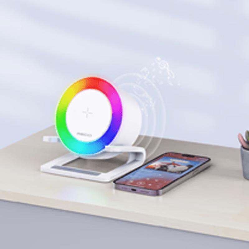 Recci RSK-W28 Wireless Charger Bluetooth Speaker with RGB Ambient Light (CN version)