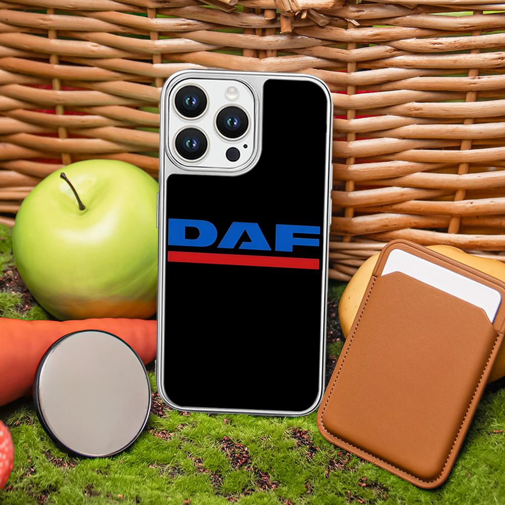 Daf logo cool car fashion design Phone Case for iPhone 16 15 14 13 12 11 Pro Max Sheepskin Silver-edged protective case