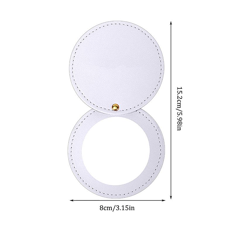 Compact Mirrors Unbreakable Stainless Steel Mirror With Pu Leather Sleeve Mini Portable Makeup Mirror For Purse Pocket Travel