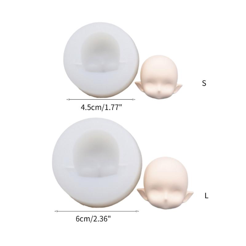 BJD Human Face Mold OB11 Soft Ceramic Q Version Happy Closed Eyes Ultra Light Clay Fondant Silicone Mold 4.5cm 6cm