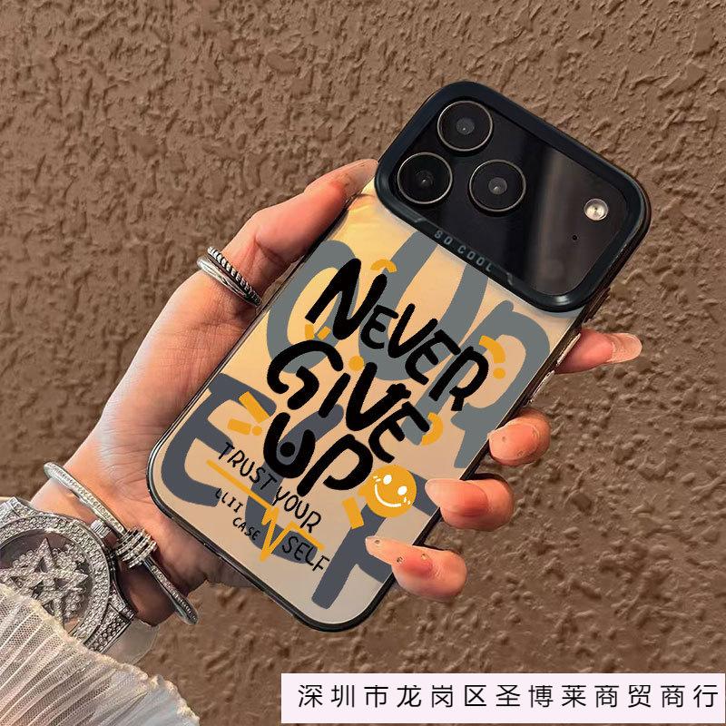 Inspirational English Applicable Apple 17Pro Mobile Phone Case iPhone16 Color Silver 1514 Laser 13promax12xsm