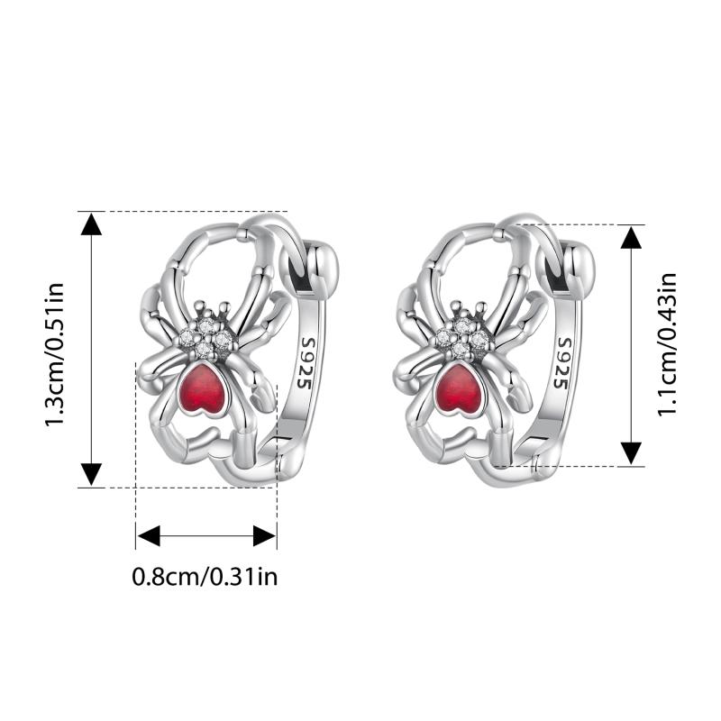 Bamoer Solid 925 Sterling Silver Halloween Spider Earrings for Women Hypoallergenic Hoop Earrings Birthday Jewelry Gift