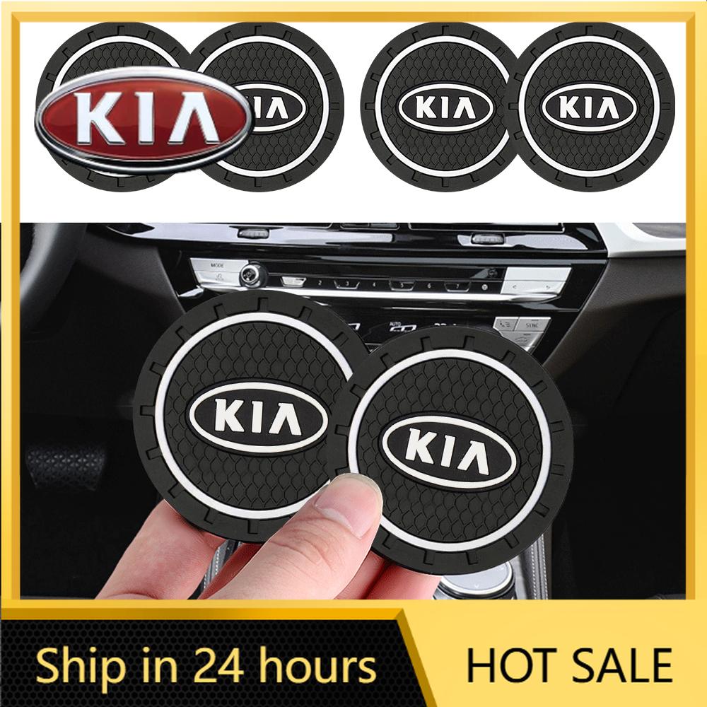 2026 Heißer Autoaufkleber 2 Stück Auto-Getränkeuntersetzer Silikon-Wassernapfschlitz Anti-Rutsch-Matte PVC-Pads für Kia Sportage Rio 3 Soul Picanto Cerato N