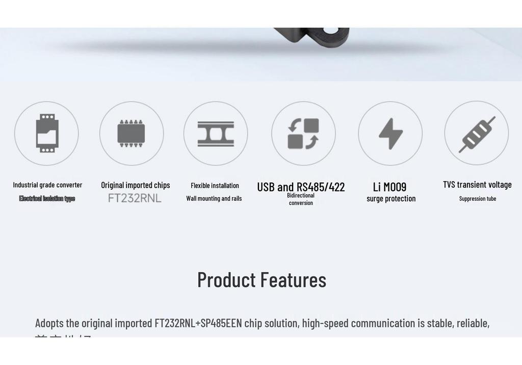 Isolierter USB-zu-RS485/422-Konverter in Industriequalität mit FT232/SP485-Chip