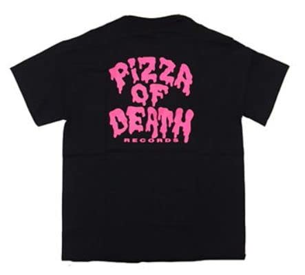 PIZZA OF DEATH BBQ CHICKENS LOGO TEE/BLACK x PINK, Size L