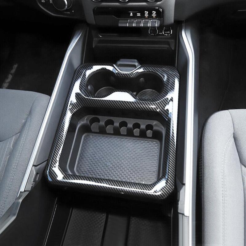 For  - 2024 Dodge RAM 1500 Carbon Fiber Center Console Cup Holder Cover Trim