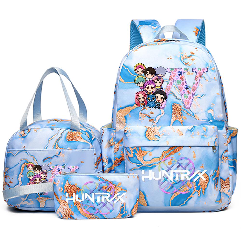 3Pcs/set 26 English Letter K-pop Printed Backpack Handbag Pencil Case for Teenager Student Girl Boy Bookbag Schoolbag Women Large Capacity Travel Bag