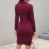 2026 New V-Neck Office Bodycon Dress, Long Sleeve Button Front Pencil Dress for Work, Chic Professional Midi Dress