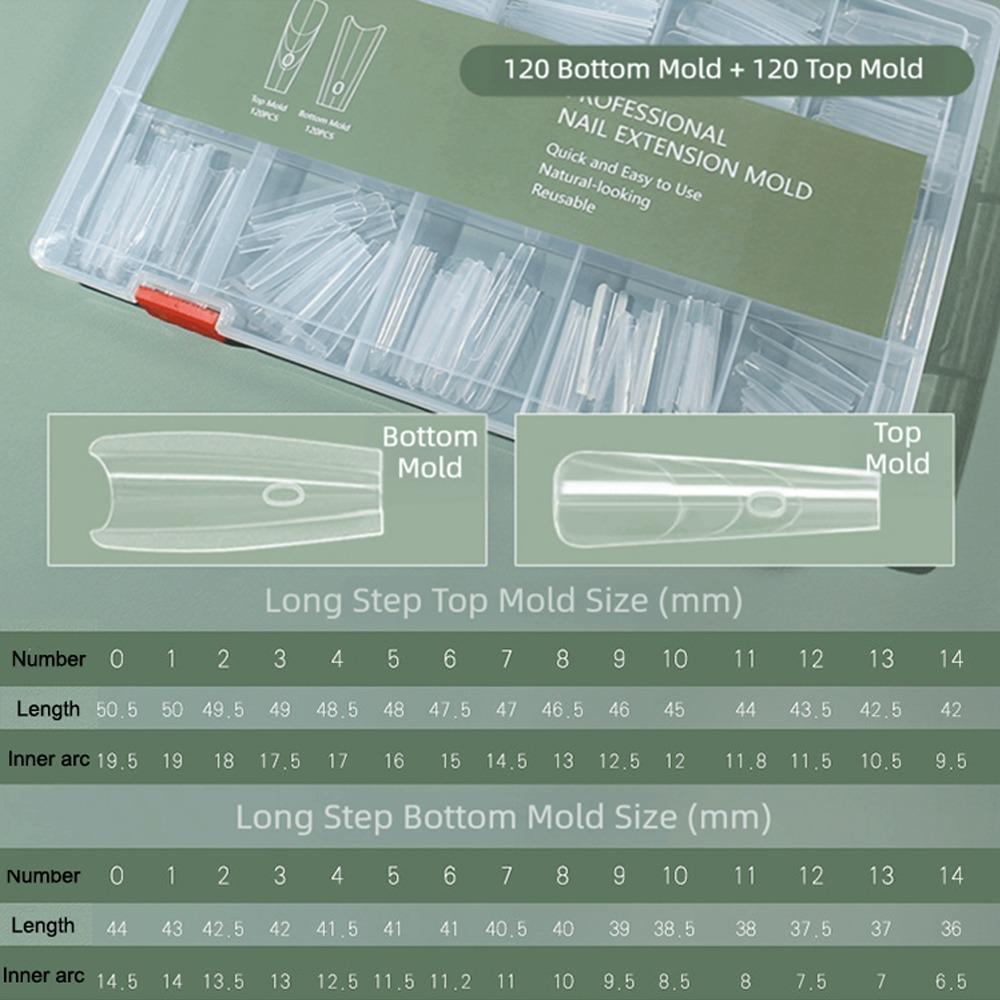 

240pcs Clear Extension Gel Builder 15 Shapes Quick Building Gel Mold Salon Manicure Tools Long Step