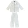 Gentle and Cool Ice Silk Long-sleeved Pajamas Women's Suit Black and White Camellia Spring Loose Women