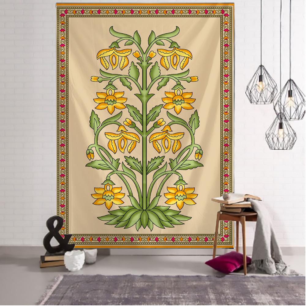 Plant Flower Tapestry Wall Hanging Bohemian Style Simple And Elegant Hippie Mandala Carpet Bedroom Art Home Decor