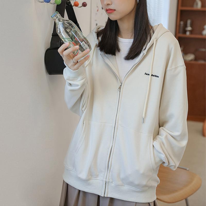 Mikina dámská dopisní kardigan s kapucí, volná ležérní bunda