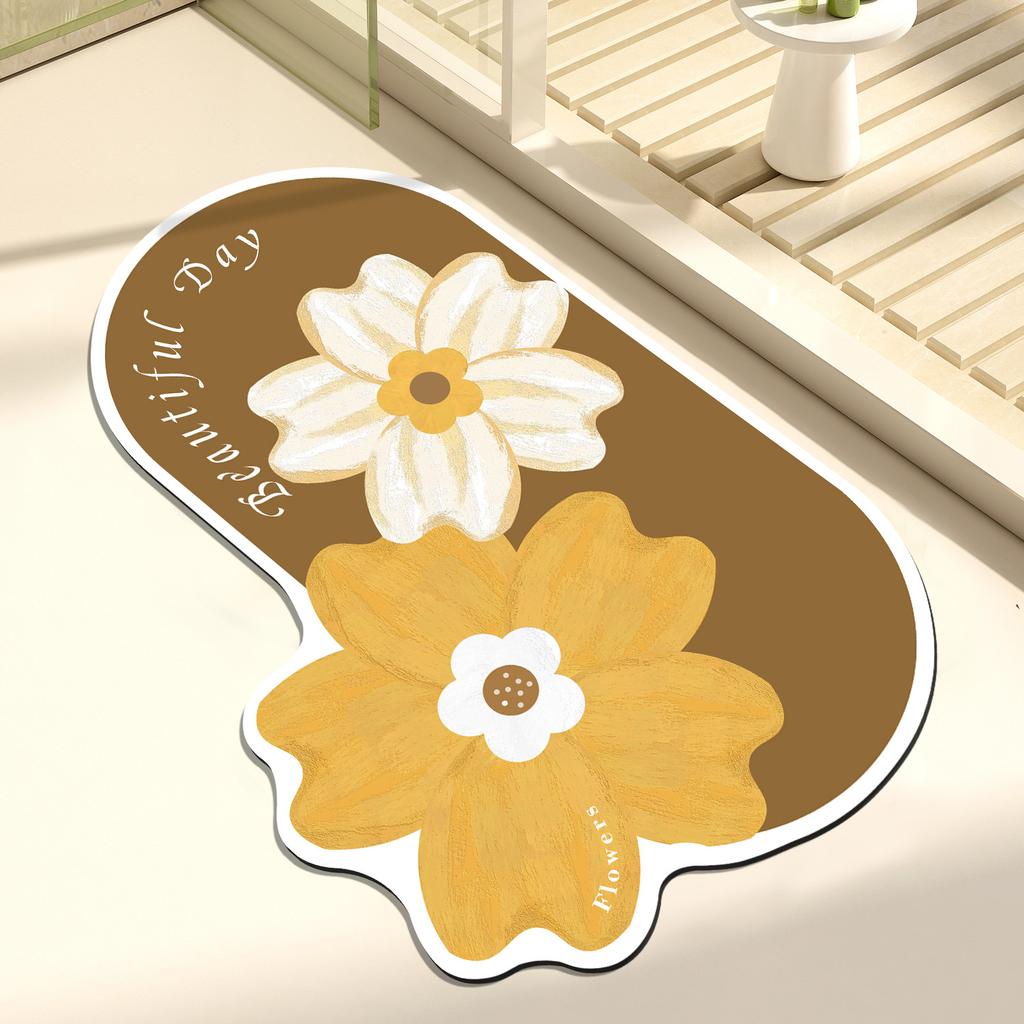Blumenförmige Bodenmatte, rutschfeste und saugfähige Matte für den Badezimmereingang, Toilette, weiches Kissen, Badezimmer-Fußmatte