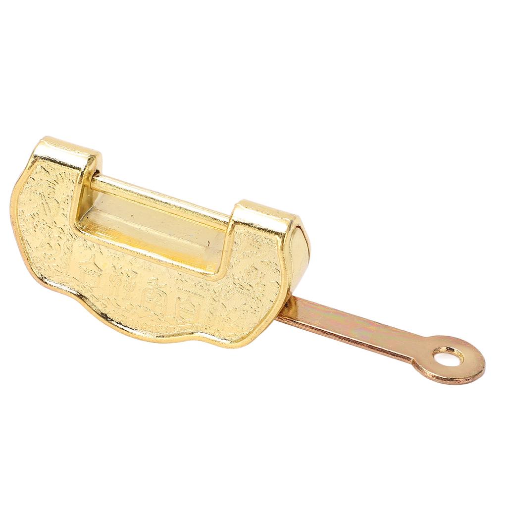 Vintage Lock Key Zinc Alloy Vintage Horizontal Open Brass Padlock with Key for Jewelry Box Suitcase
