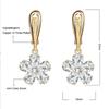 HUAMI New Plated Gold Drop Earings Flower Jewelry Two AAA Zircon Long-lasting Gift For Sister Bizuteria Damska