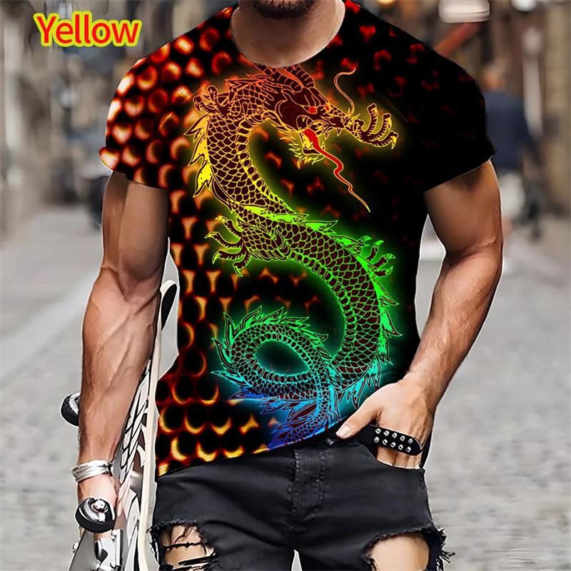 Fashion Chinese Dragon Pattern T-Shirt For Men Animal 3D Printed Tees XXS