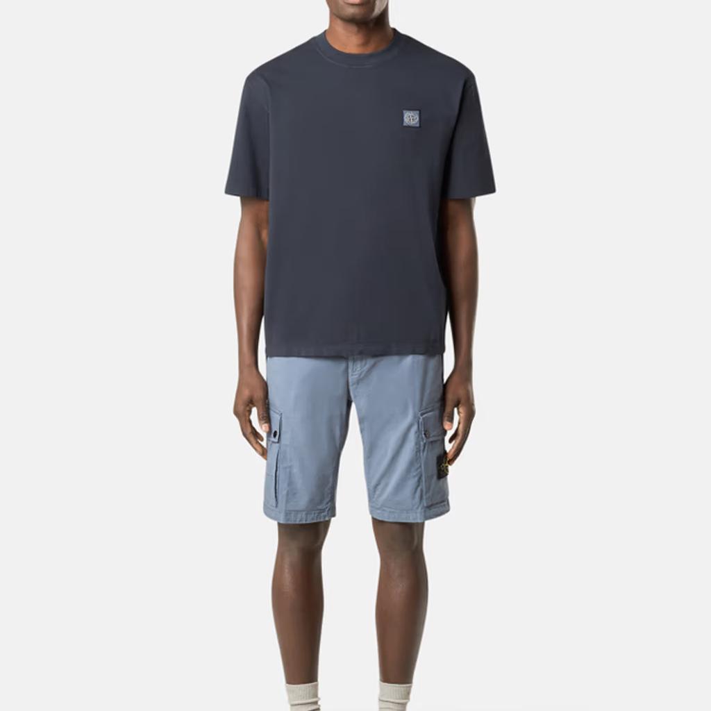 Stone Island Ss25 Compass Patch Ribbed Crew Neck Short Sleeve T-Shirt Men T-Shirts Navy-Blue K1S1521000-34S0115-V0020