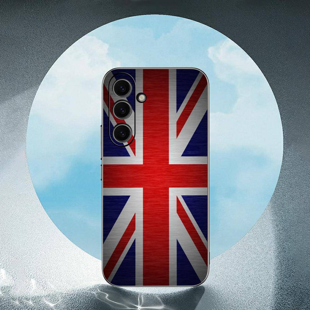 Uk Flag For Samsung Galaxy S25 S24 S23 Ultra S22 S21 Plus S20 Black Soft Silicone Protective Case