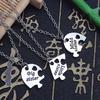 Sister Necklace with Stitching Heart-shaped Pendant, Alloy Material, Creative Friendship Choker, Women's Fashion Jewelry, 3 Pcs/Set
