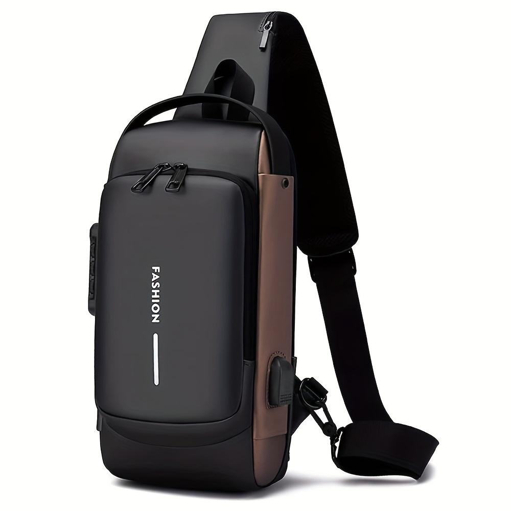 Men's Anti-Theft Chest Sling Bag Durable Oxford Fabric Motorcycle & Casual Sport Crossbody Bag Dual Zipper Compartments