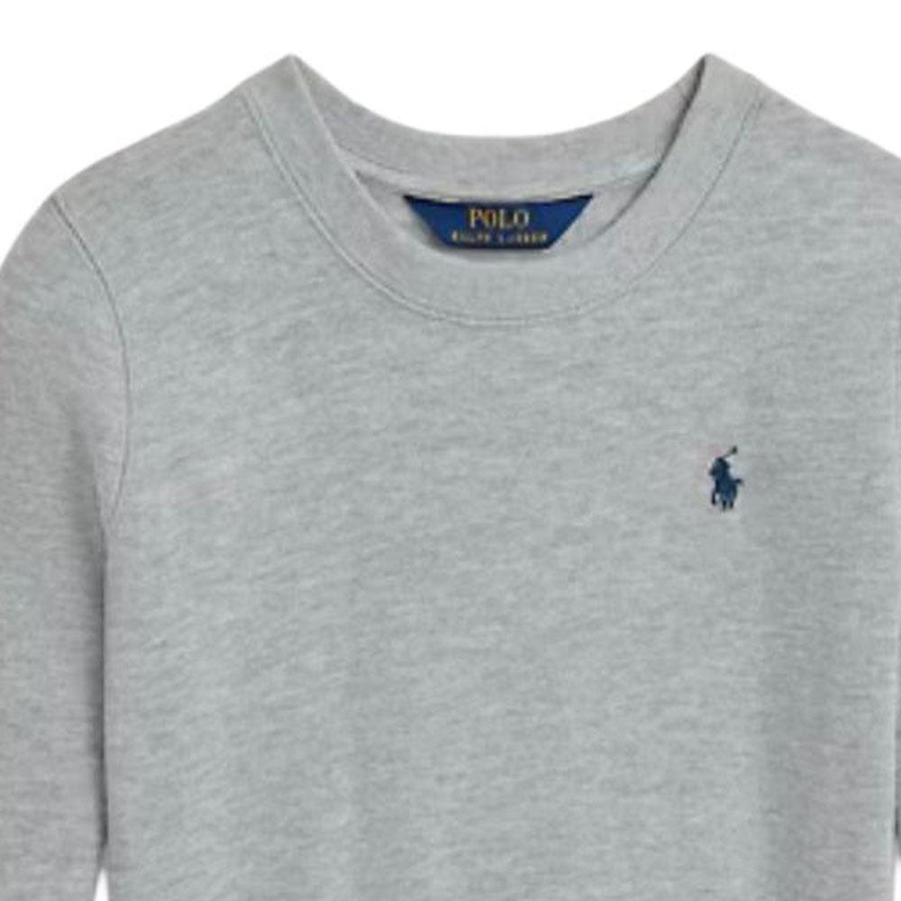 Polo Ralph Lauren Sweatshirt FW24 Solid Color Small Pony Embroidery Crew Neck Pullover Long Sleeve Kids sweatshirt Gray 313844839-003