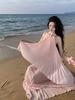 Pink Seaside Vacation Long Dress - Flowy Fairy Skirt Set