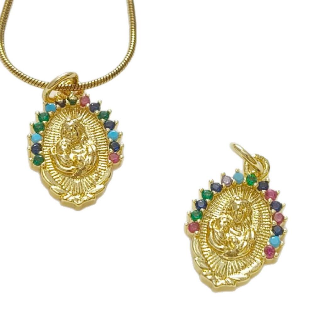 Hot New Gold-Plated Virgin Mary Pendant Necklace - Temperamental Sparkling Handmade Accessory