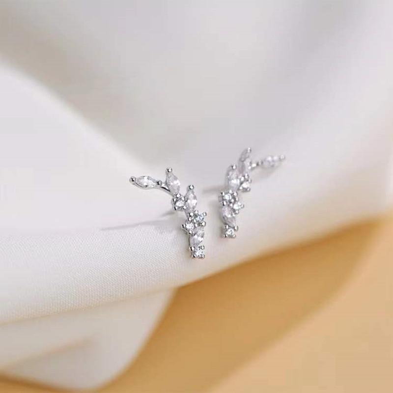 

Серьги-гвоздики в виде цветка лавра из стерлингового серебра S925 для женщин, нежные, элегантные, изящные серьги с французскими бриллиантами 925