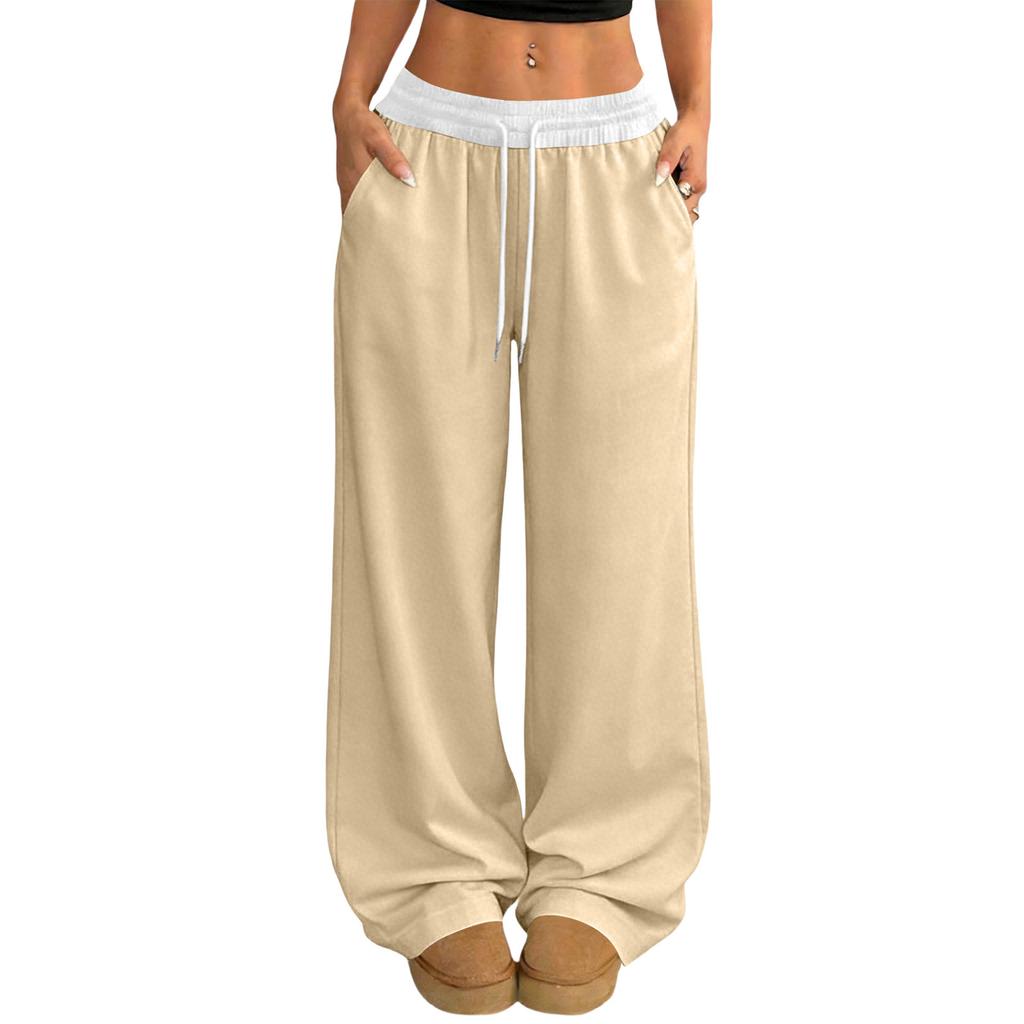 Women's Casual And Fashionable  Elastic Waist Loose Wide Leg Pants