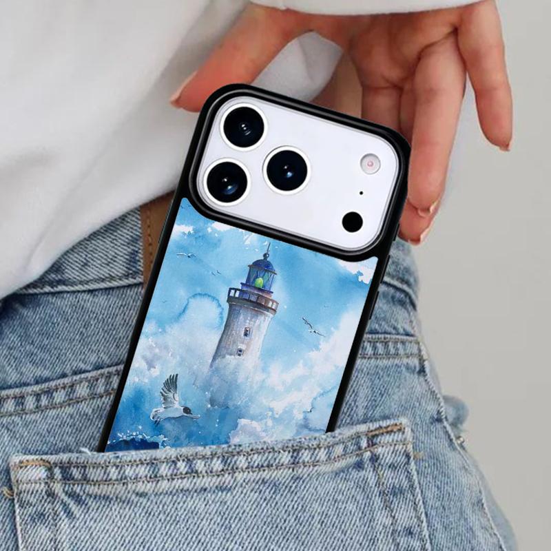 Abstract highway landscape lighthouse Phone Case for iPhone 16e 15 14 13 12 17 Pro Max Plus Air 17pro Cover Coque