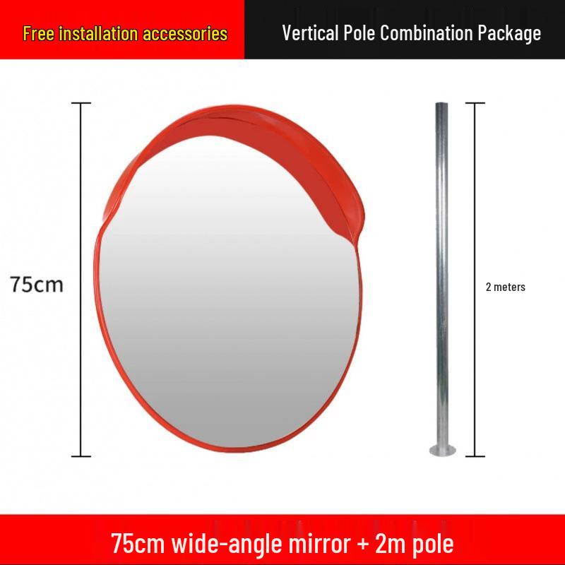 Reflective Convex-Concave Safety Mirror for Indoor/Outdoor Traffic and Garage Corners