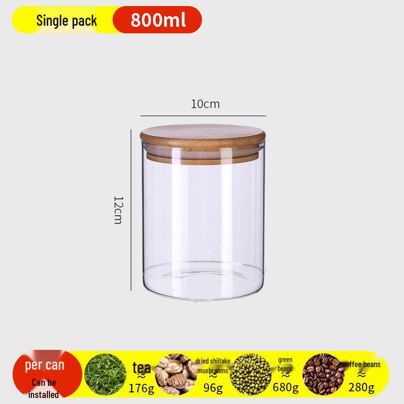 Food-Grade Borosilicate Glass Tea Canister for Coffee, Flower Tea, and Powder - Moisture-Proof Storage Jar