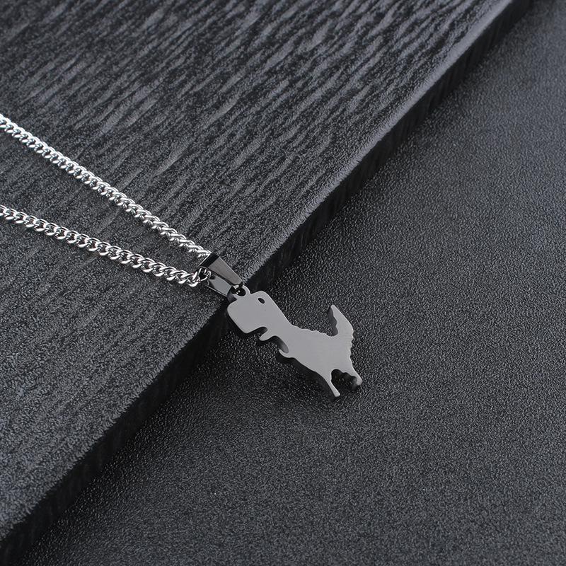 Men's Cute Dinosaur Necklace: Cartoon Stainless Steel Pendant with Sweater Chain
