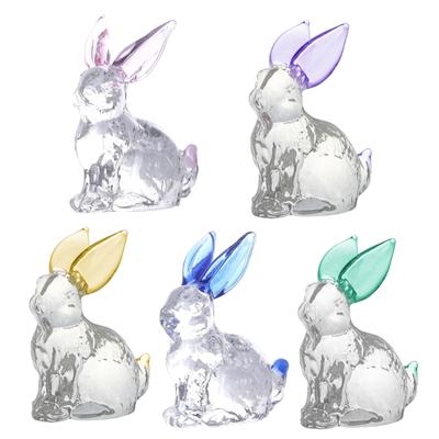 Crystal Glass Rabbit Statue Ornament Garden Yard Collectibles Gift for Home