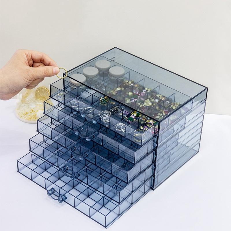 Dustproof Jewelry Box Drawer Style Earring Stud Ring Organizer Multi-layer 120 Grids Pearl Storage Box for Nail Accessories