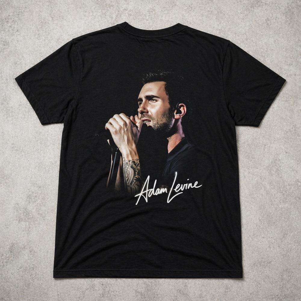 Adam Levine T Shirt Maroon 5 Pop Music Graphic Tee Adults Kids Black 2XL